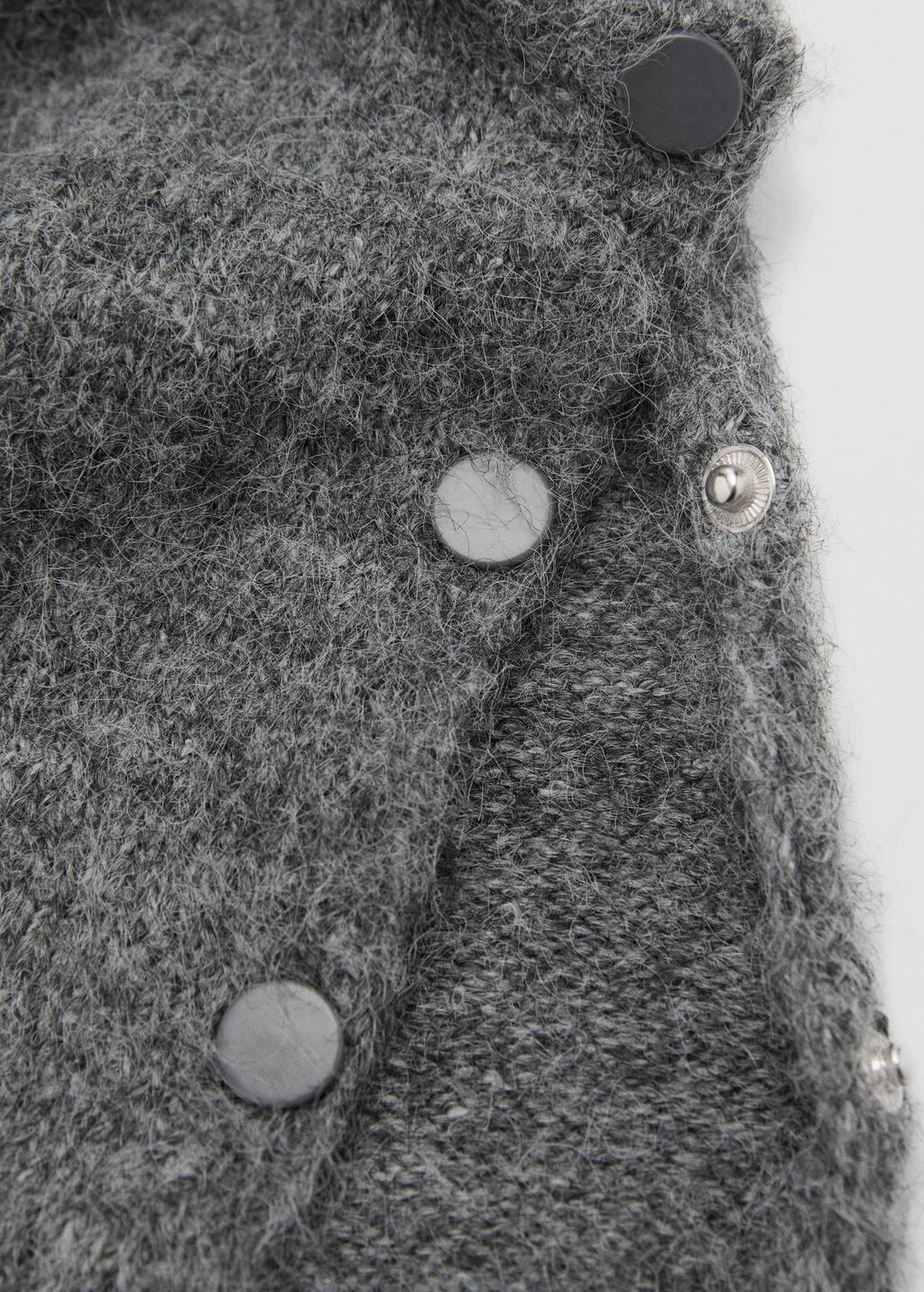 Grey Balaclava Knit Buttons, Dark Grey, large image number 1