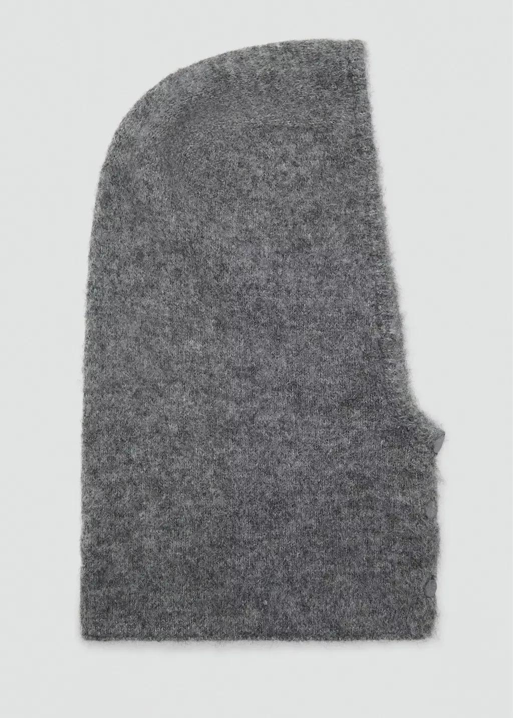 Grey Balaclava Knit Buttons, Dark Grey, large image number 4