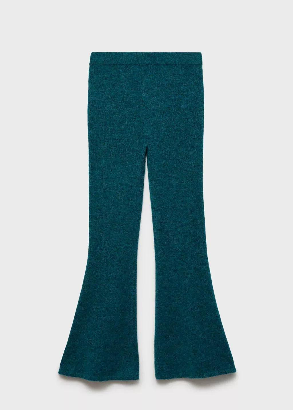 DARK BLUE Flared knitted trousers, , large image number 4