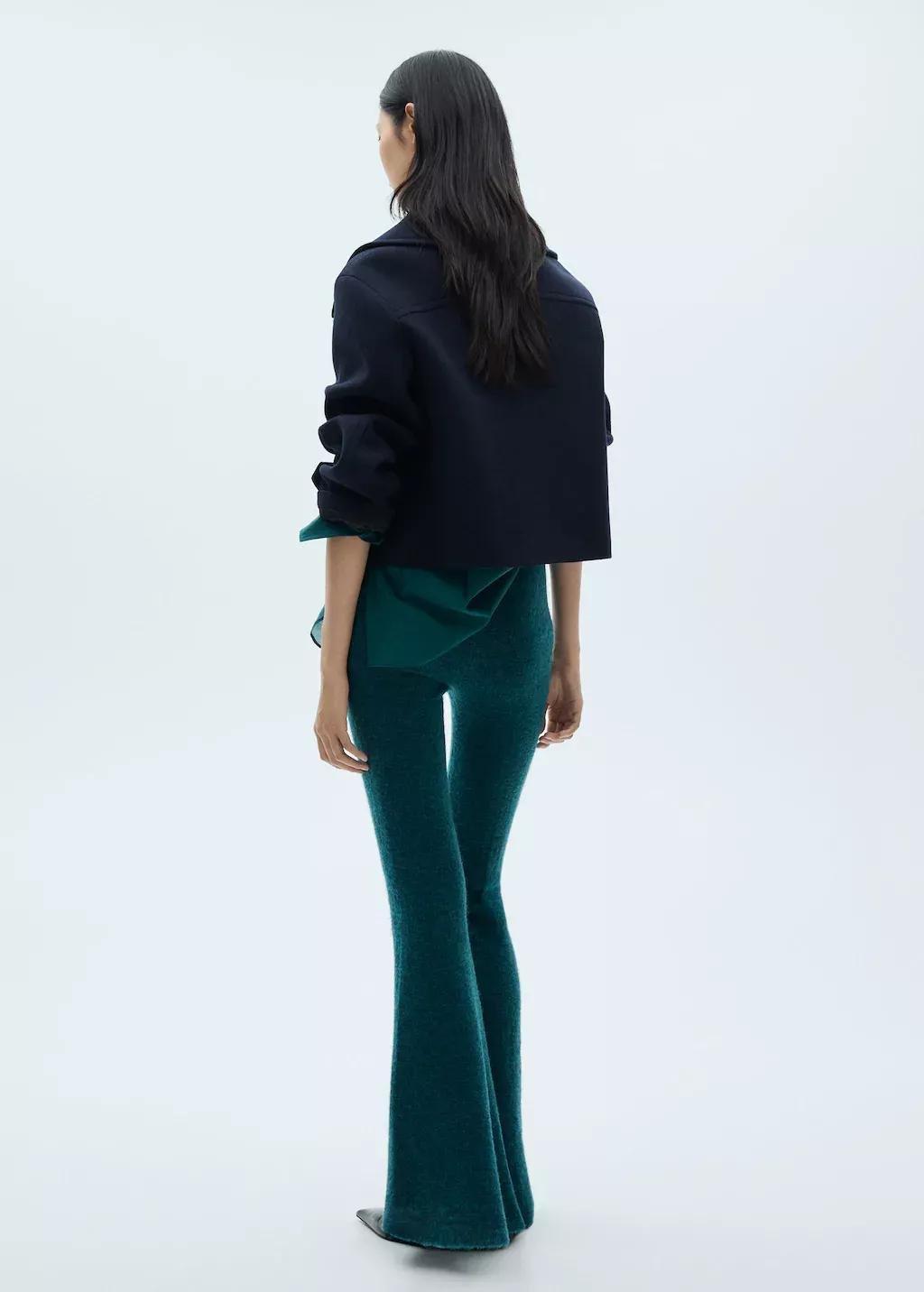 DARK BLUE Flared knitted trousers, , large image number 7