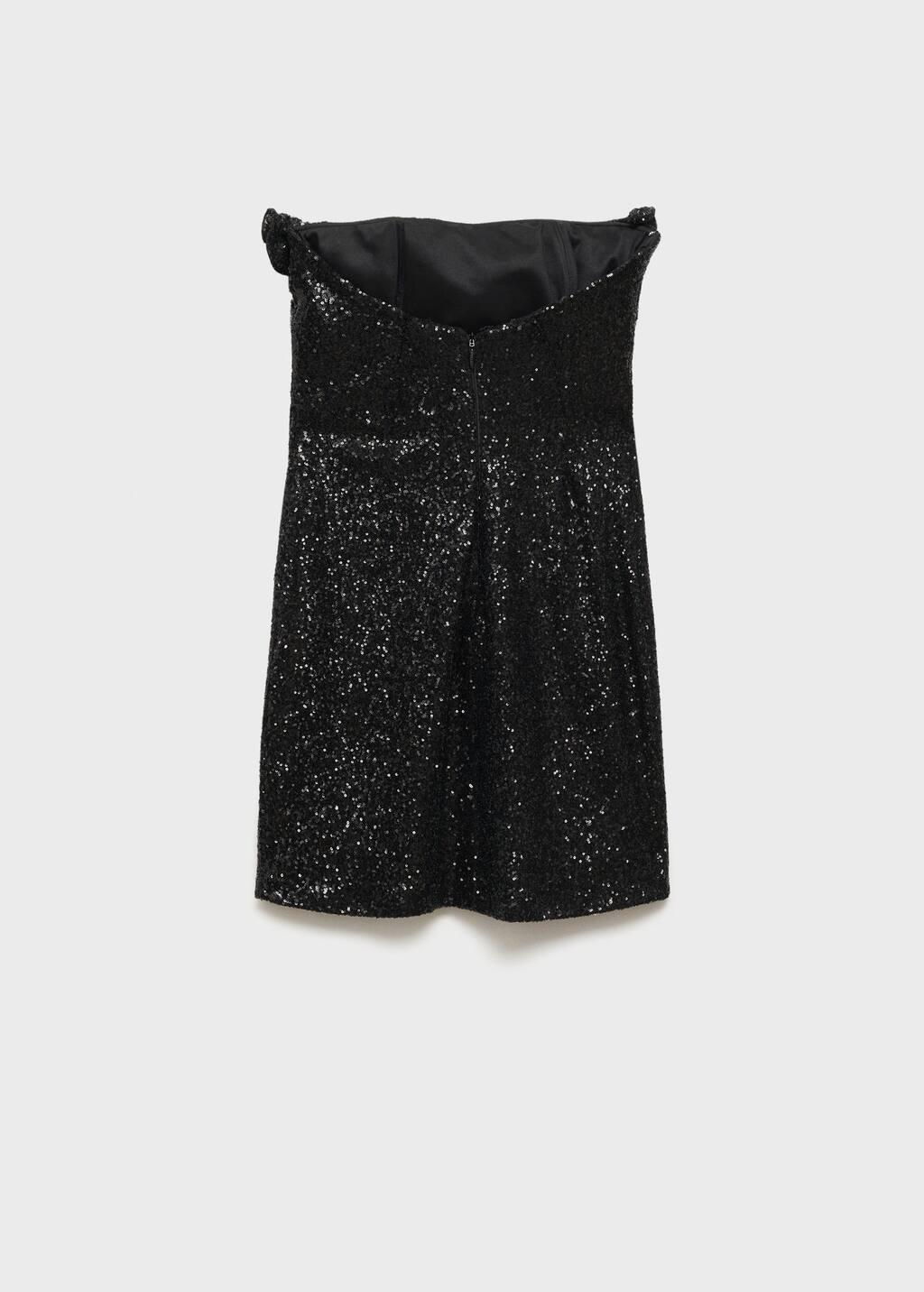Black Sequin Embellishment Ruffle Dress, , large image number 3