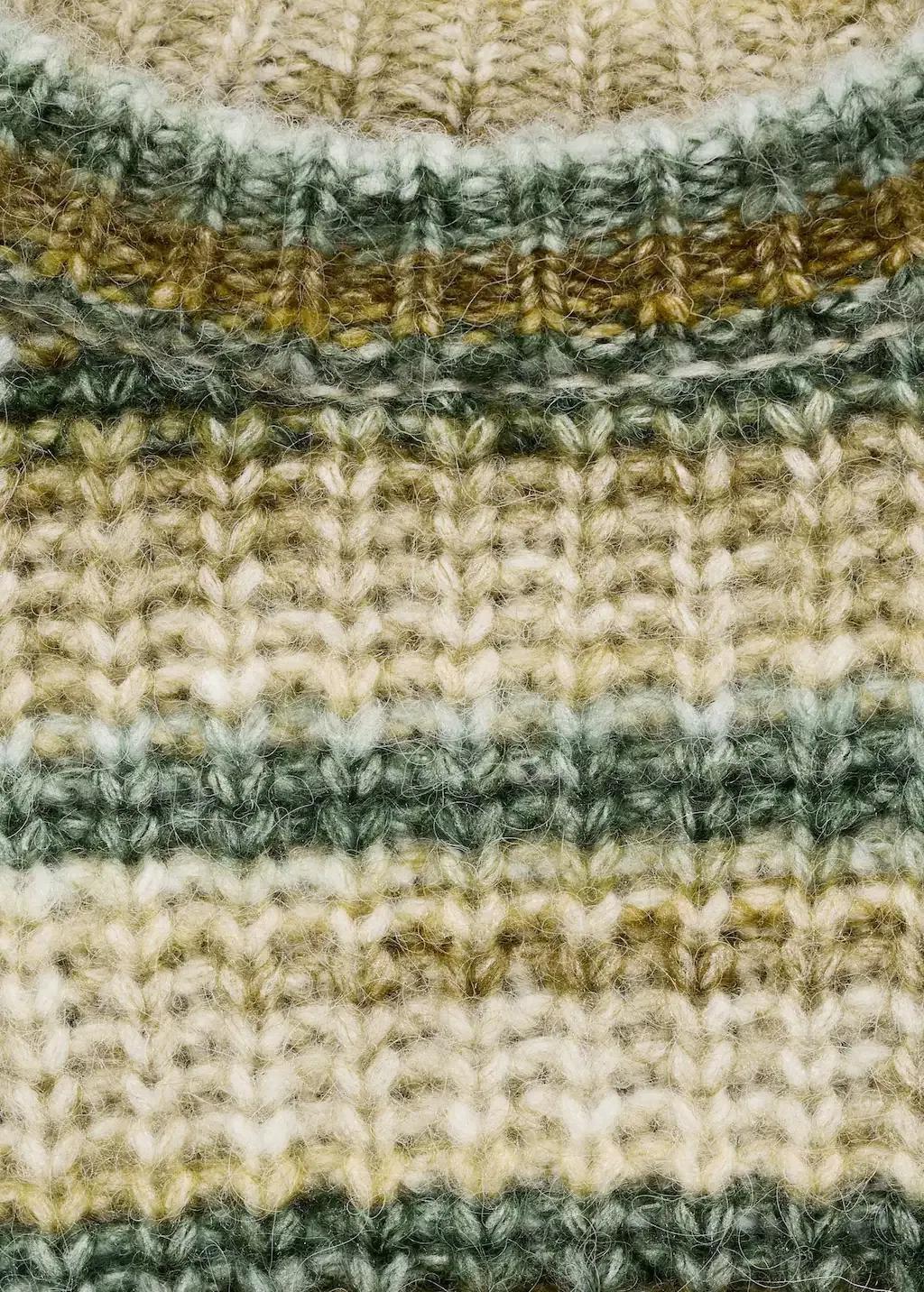 Green Round-Neck Striped Sweater, , large image number 3