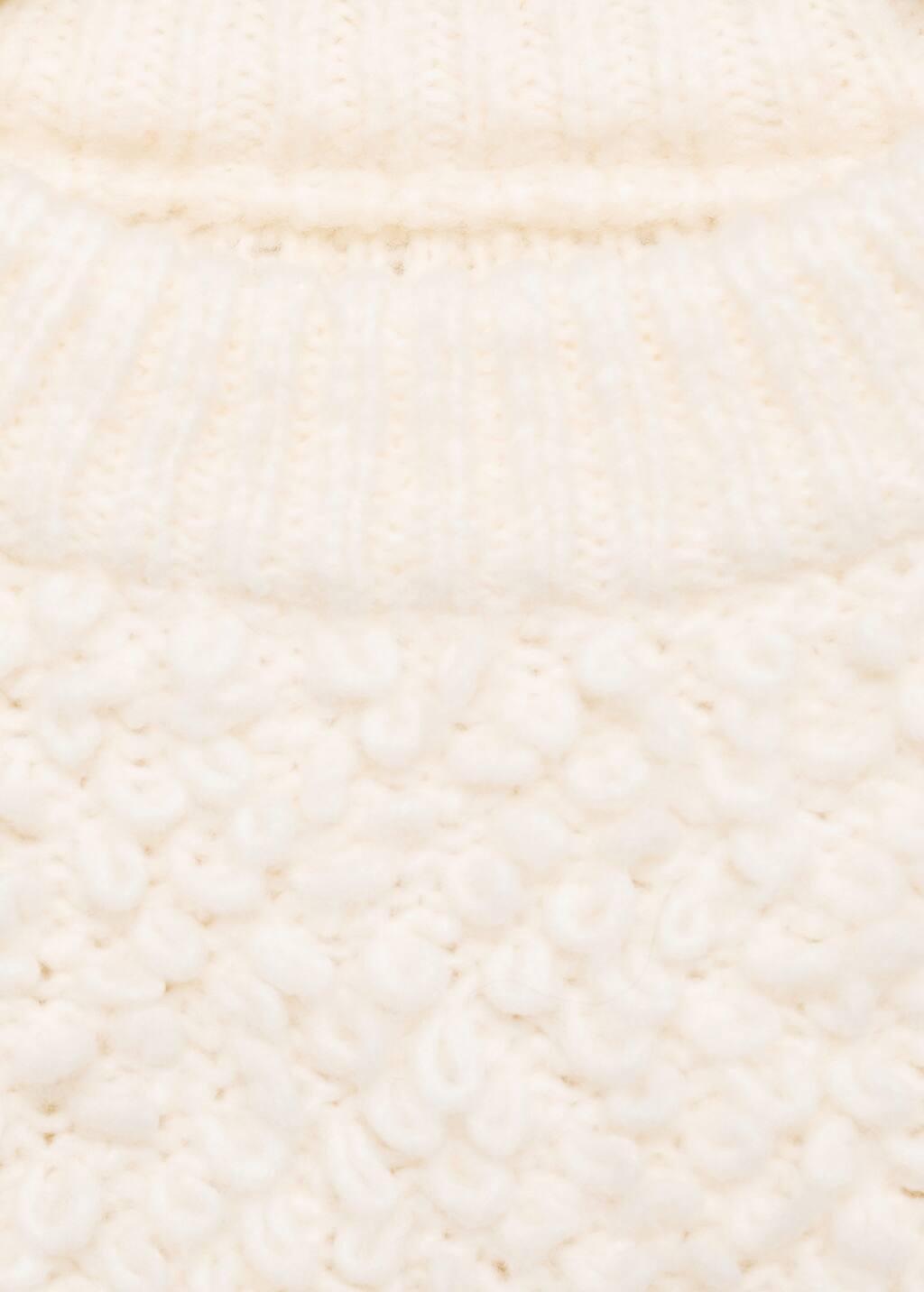 Beige Round-Neck Boucle Sweater, , large image number 5