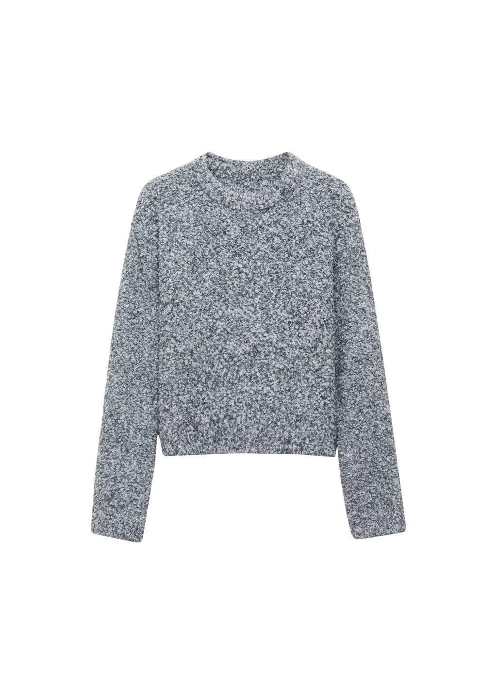 Grey Round-Neck Boucle Sweater, , large image number 2
