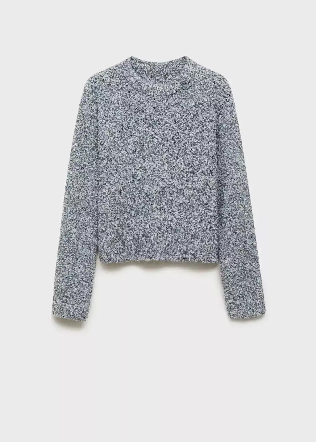 Grey Round-Neck Boucle Sweater, , large image number 5
