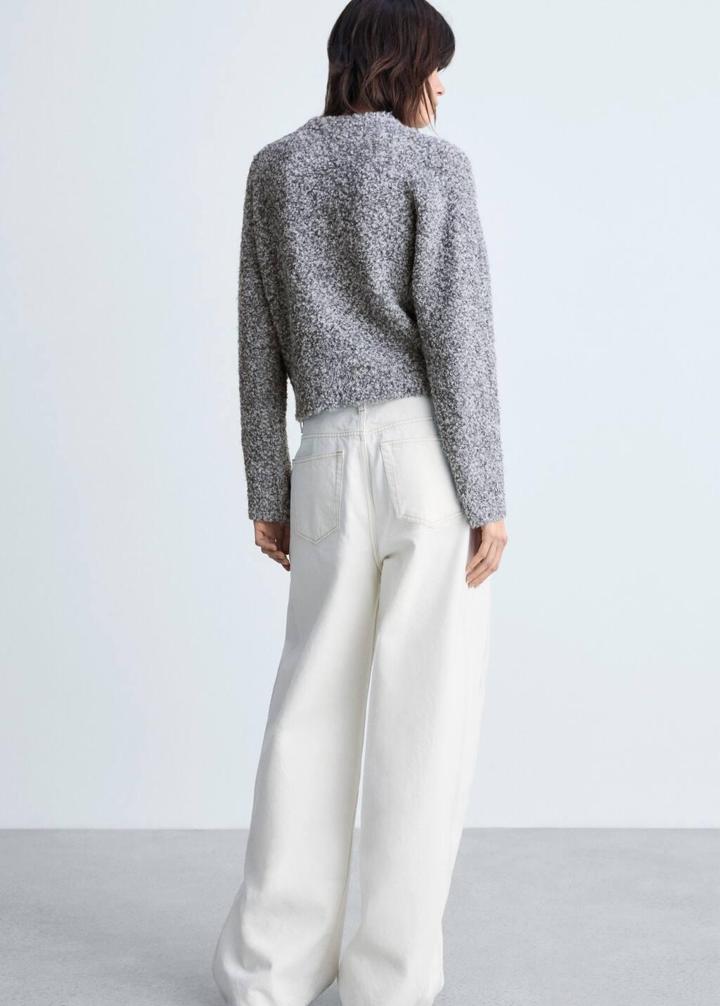 Grey Round-Neck Boucle Sweater, , large image number 6