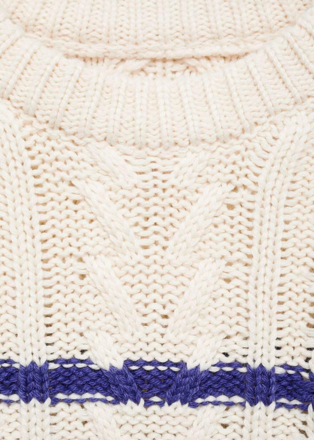 Beige Striped Braided Sweater, , large image number 3