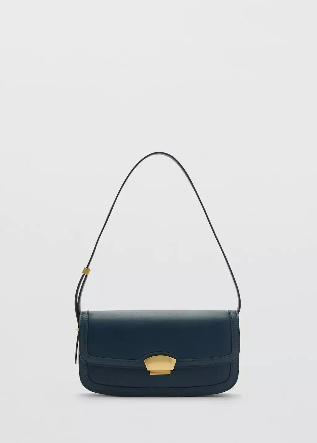 Blue Shoulder Bag With Metal Closure, 0201_58, large image number 4