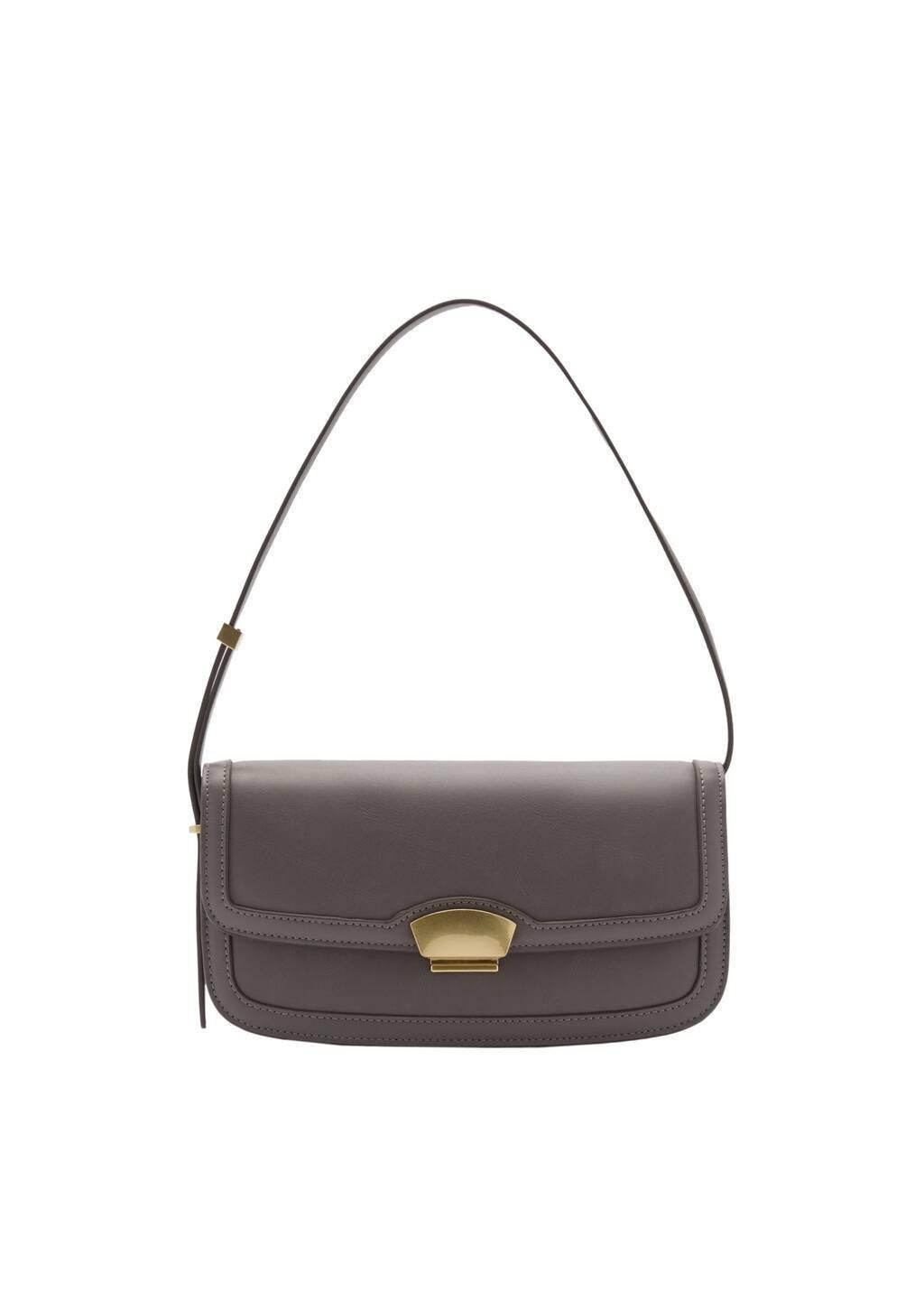 Grey Shoulder Bag With Metal Closure, 0201_92, large image number 2