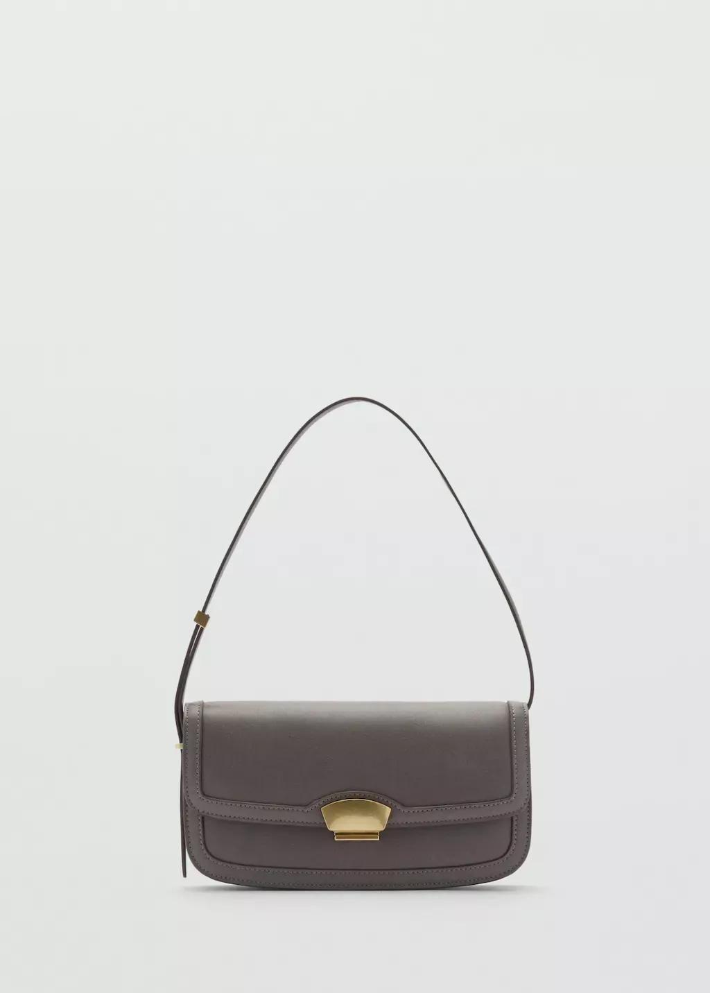 Grey Shoulder Bag With Metal Closure, 0201_92, large image number 4