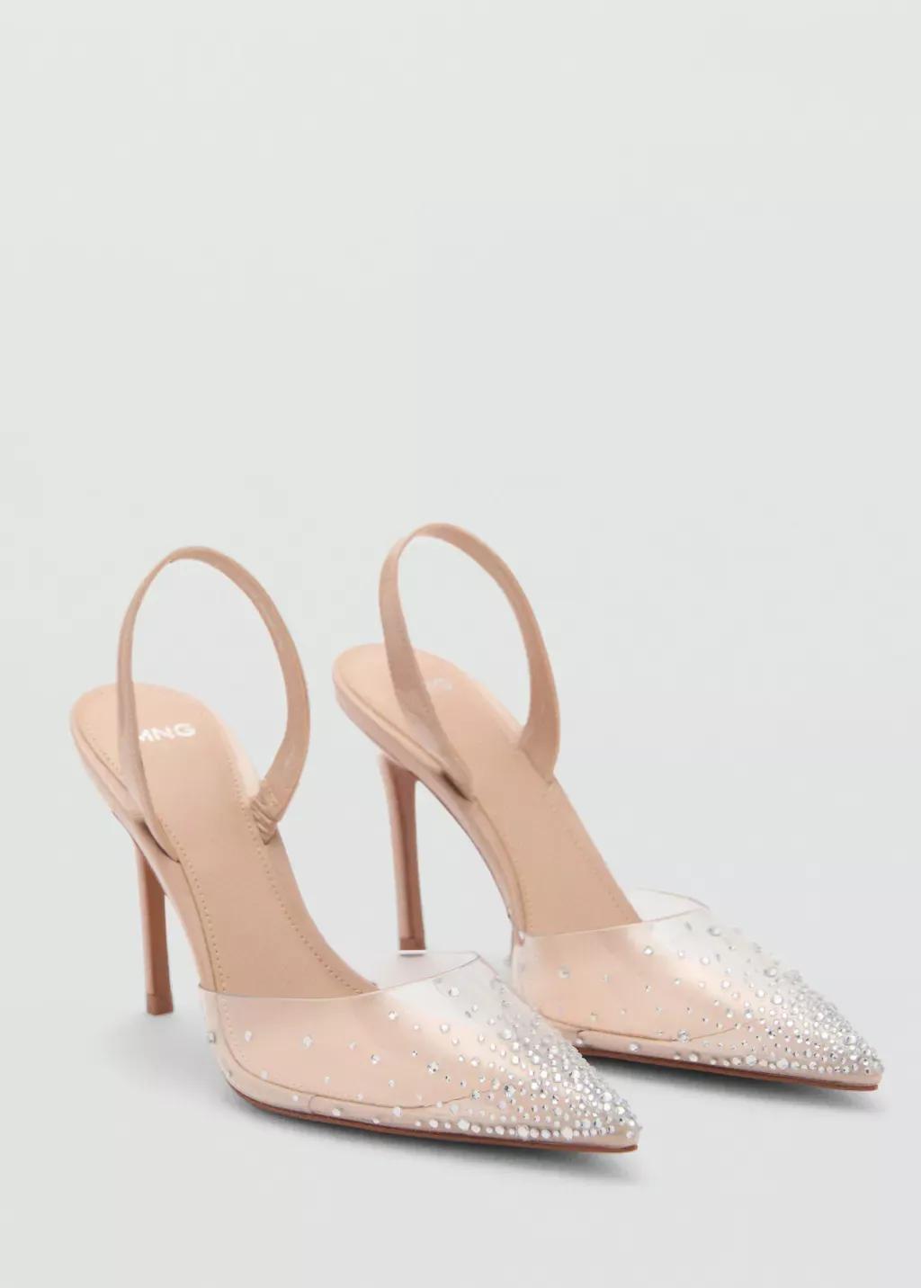Pink Lt-Pastel Transparent Rhinestone Pointed Toe Shoe, , large image number 0