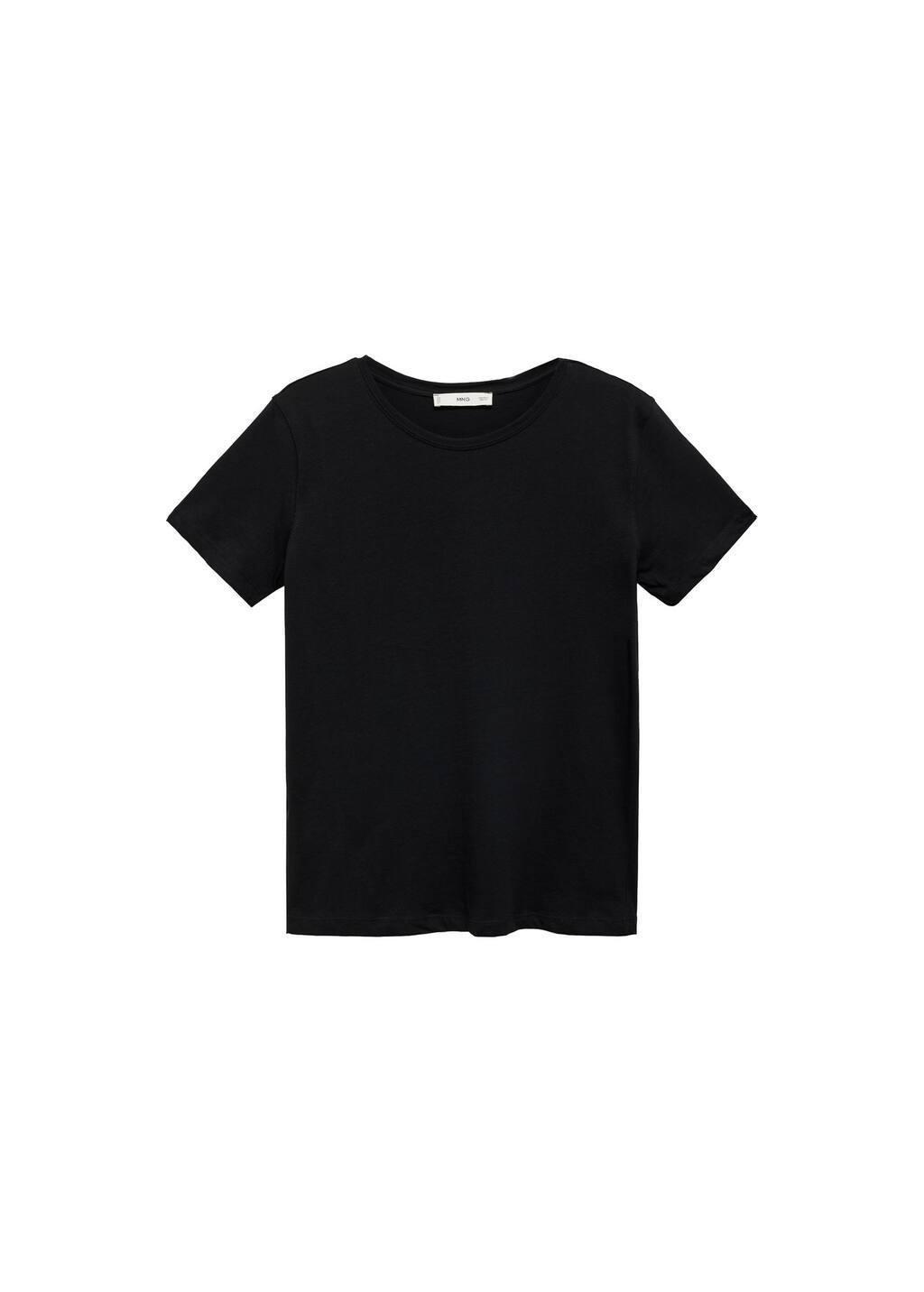 Black Short-Sleeved Cotton T-Shirt, , large image number 2