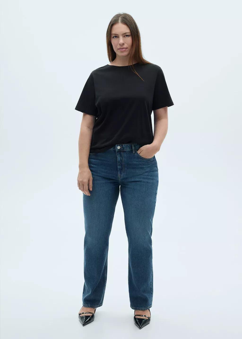 Black Short-Sleeved Cotton T-Shirt, , large image number 3
