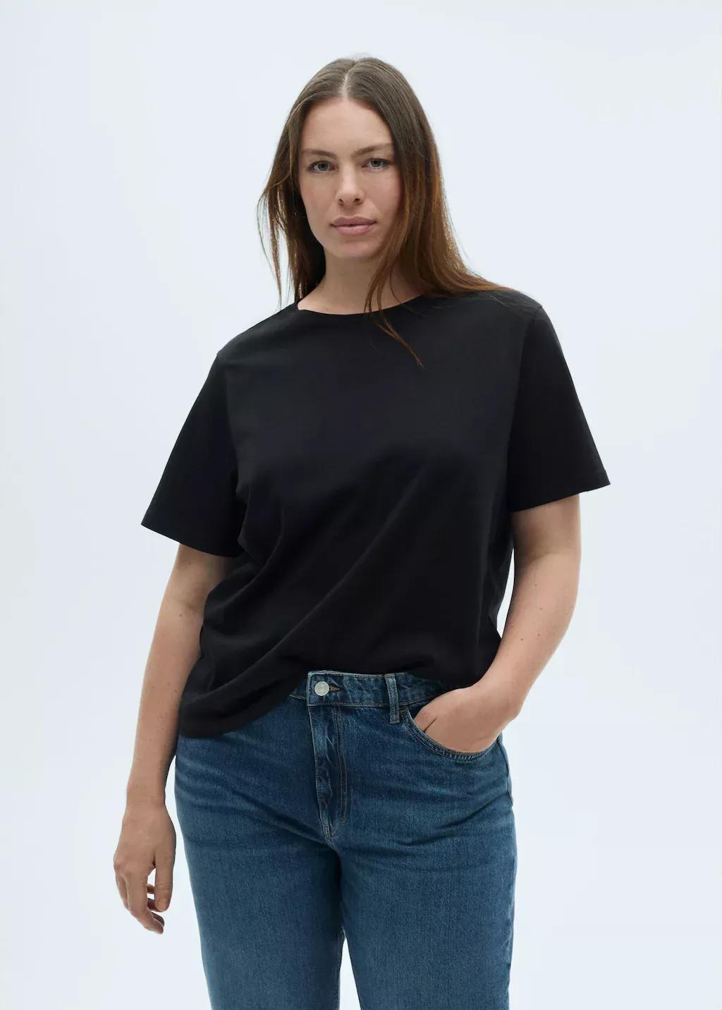 Black Short-Sleeved Cotton T-Shirt, , large image number 5