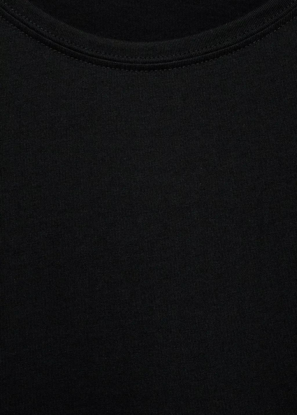 Black Short-Sleeved Cotton T-Shirt, , large image number 6