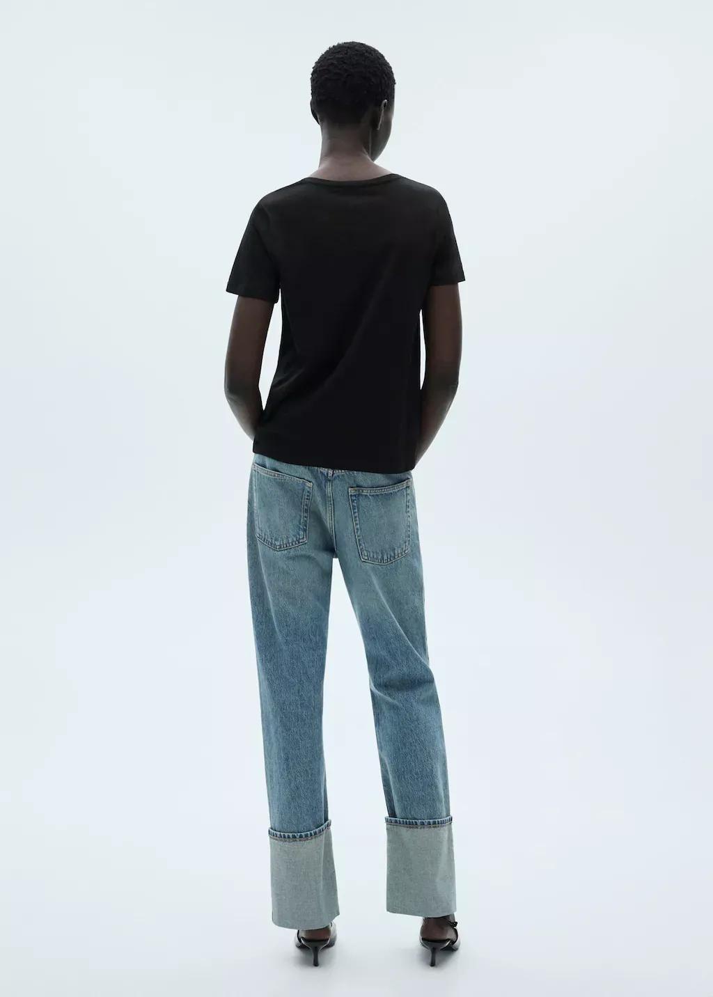 Black Short-Sleeved Cotton T-Shirt, , large image number 8