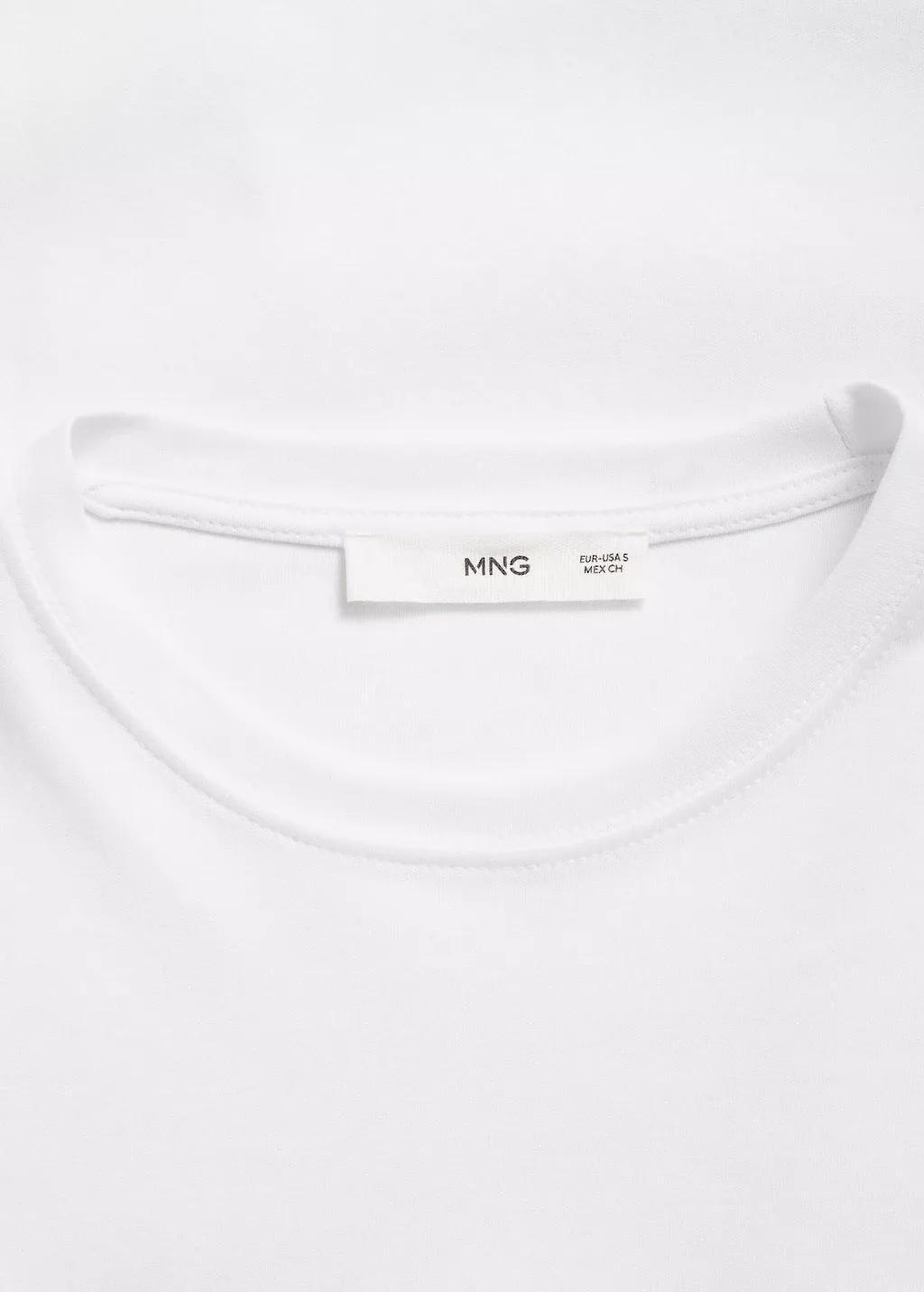 White Thin Round-Neck T-Shirt, , large image number 5