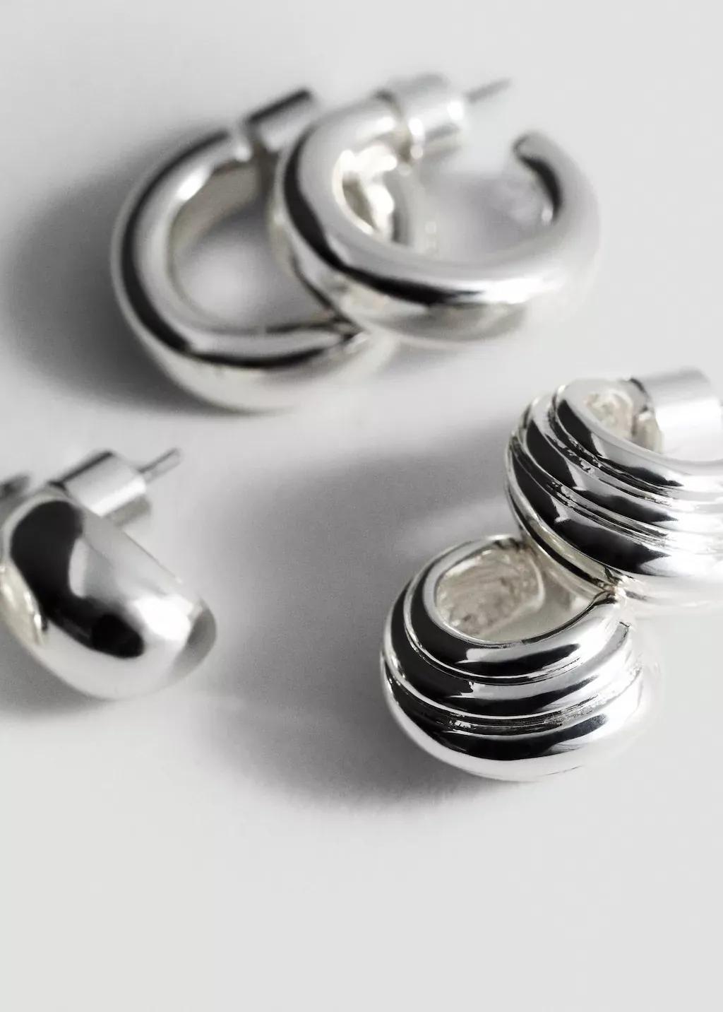 Silver Mixed Earrings Set, Silver, large image number 0