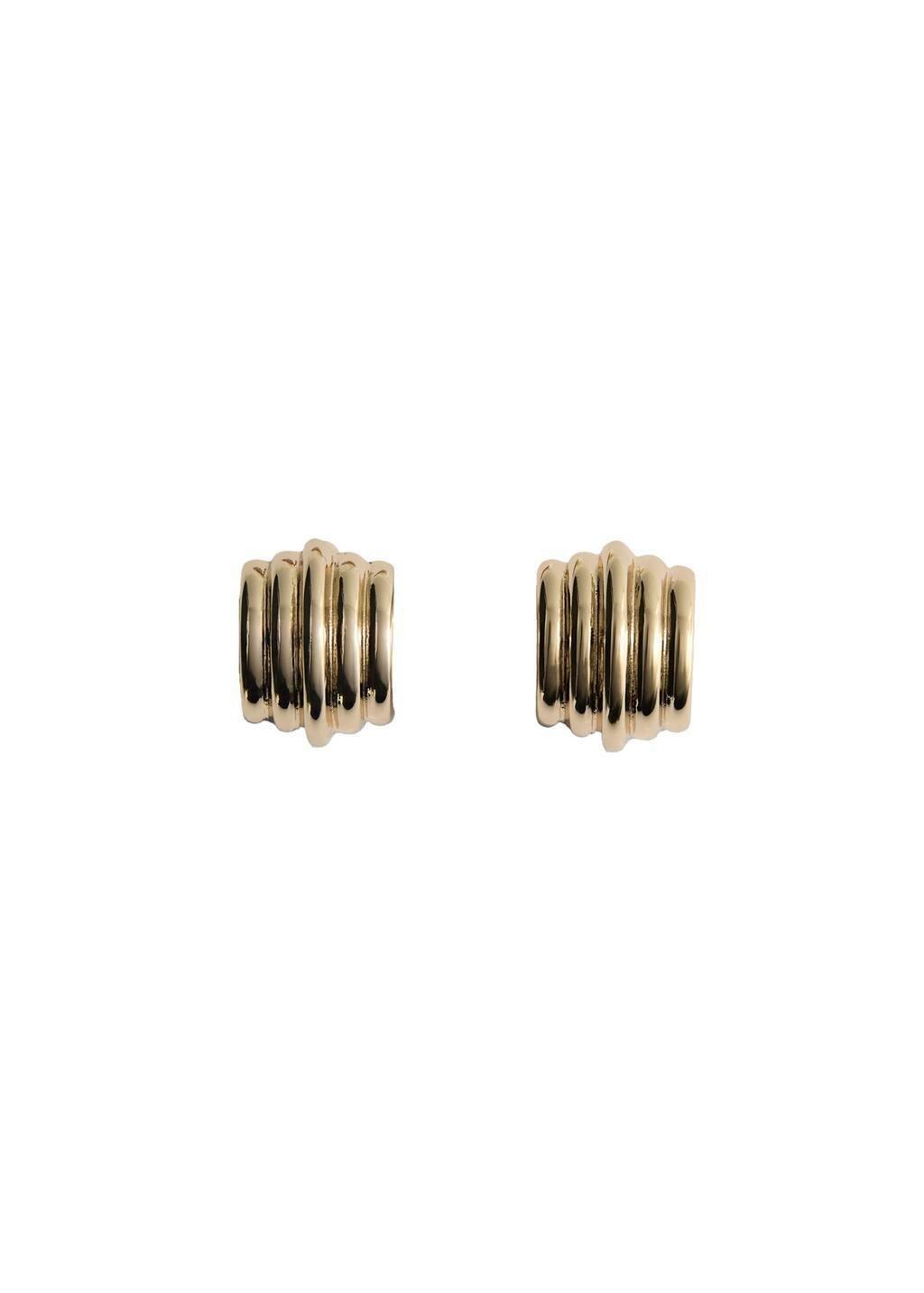 Gold Embossed Hoop Earrings, Gold, large image number 2