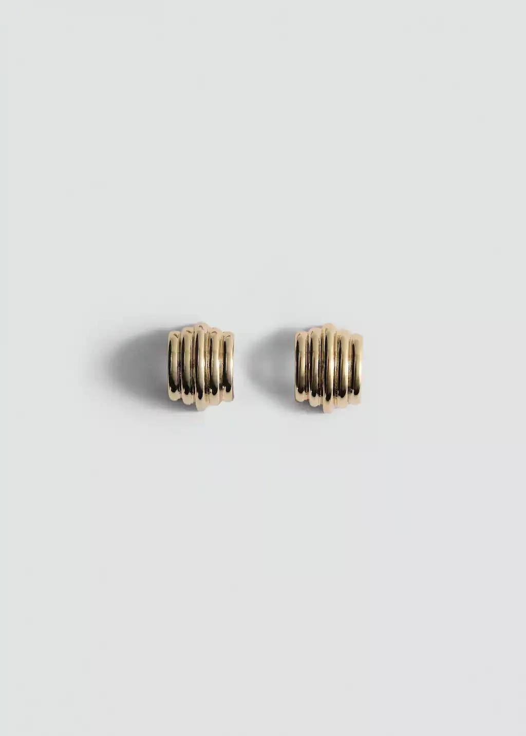 Gold Embossed Hoop Earrings, Gold, large image number 3