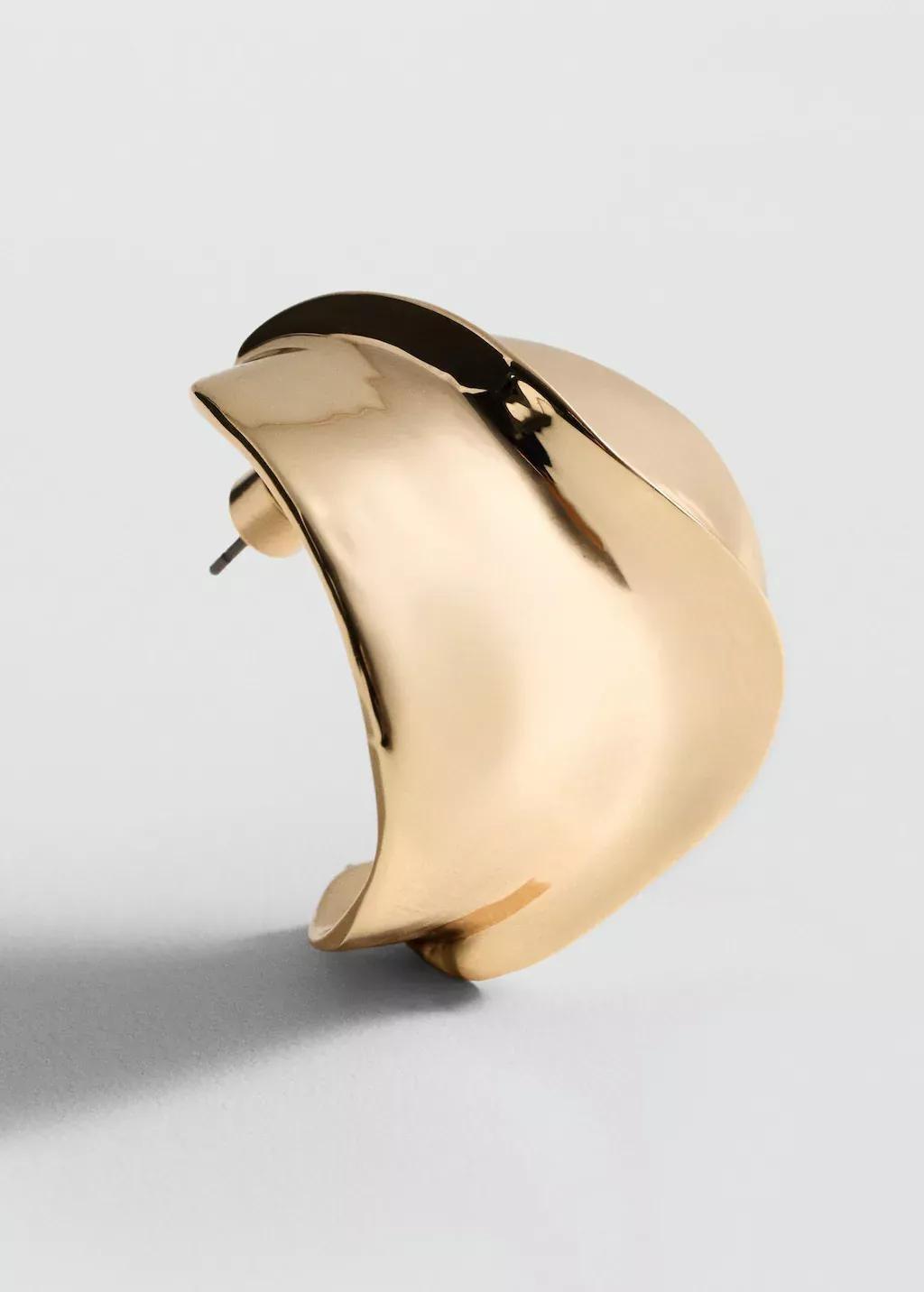Gold Volume Relief Earrings, Gold, large image number 0