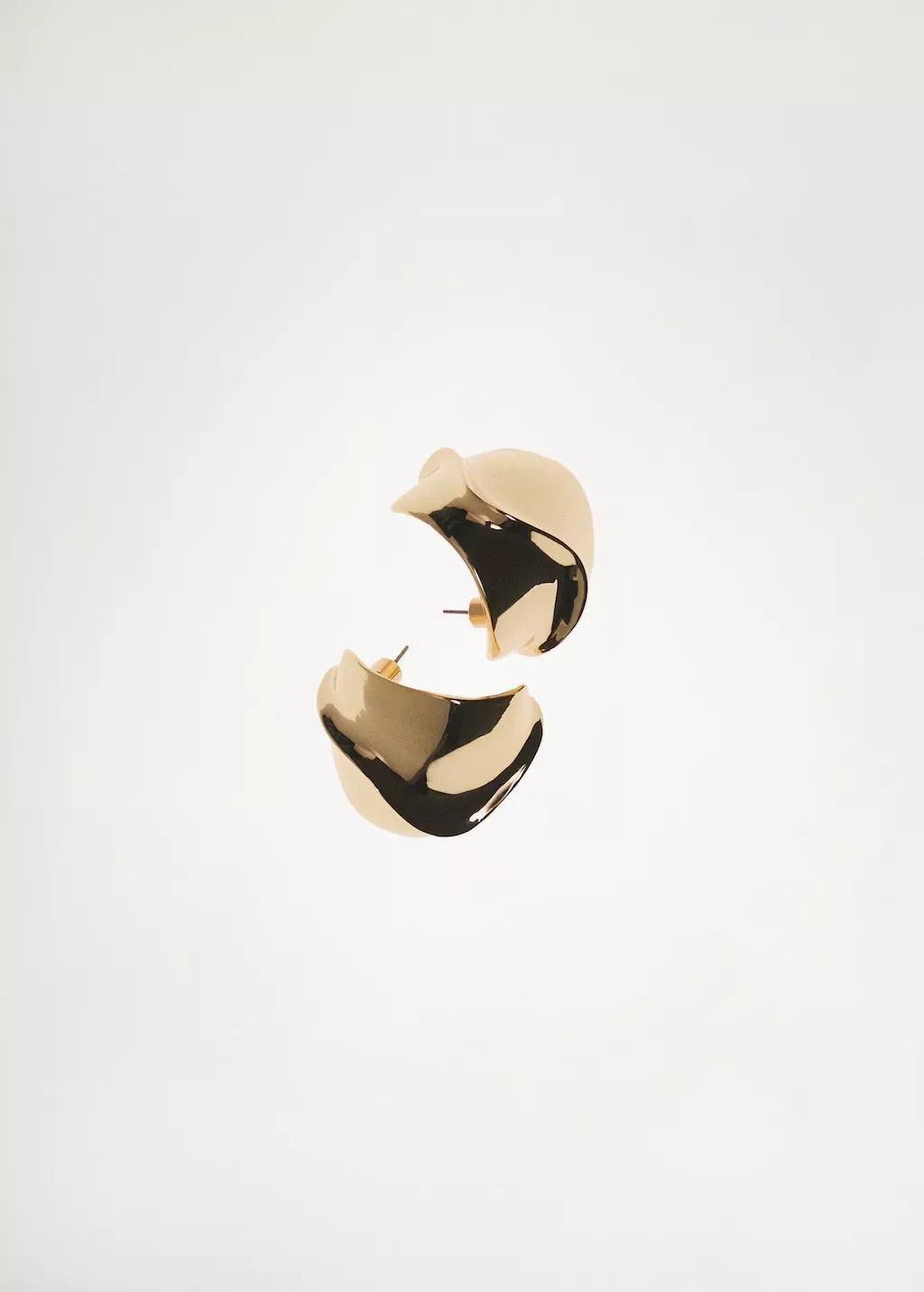 Gold Volume Relief Earrings, Gold, large image number 1