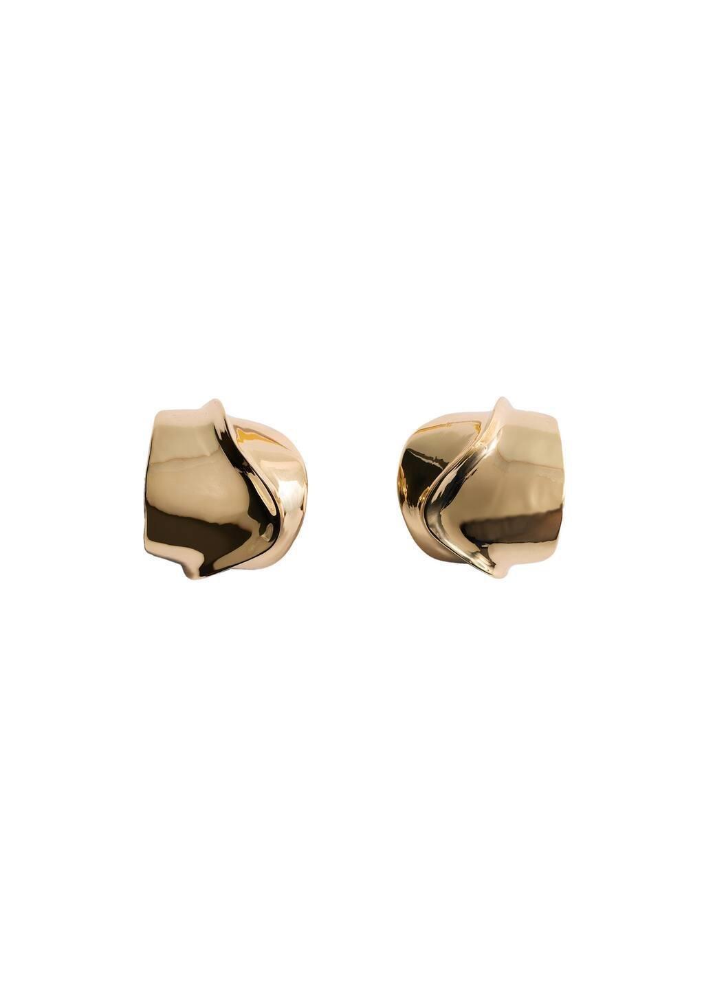 Gold Volume Relief Earrings, Gold, large image number 2