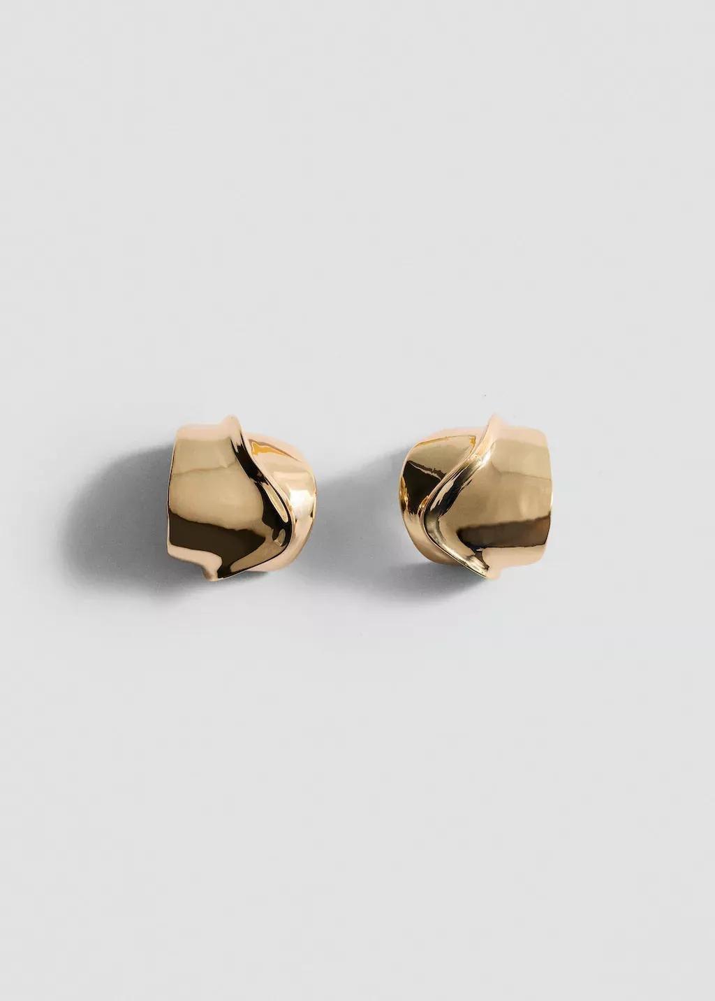 Gold Volume Relief Earrings, Gold, large image number 3