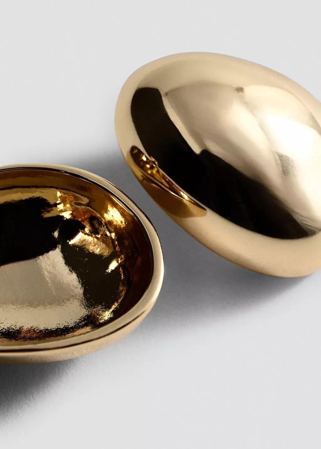 Gold Round Volume Earrings, Gold, large image number 0