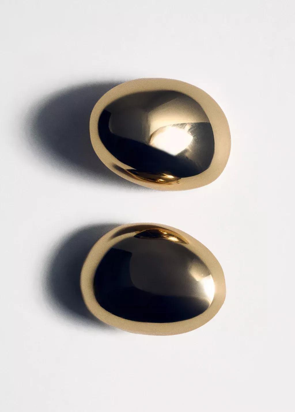 Gold Round Volume Earrings, Gold, large image number 1