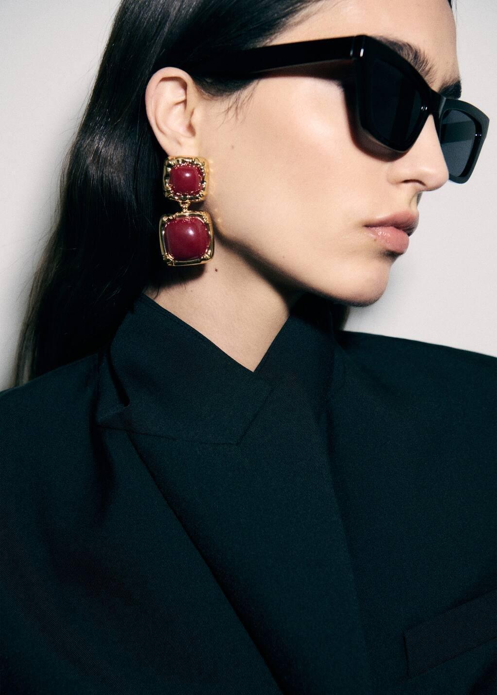 Gold Beaded Drop Earrings, Gold, large image number 1