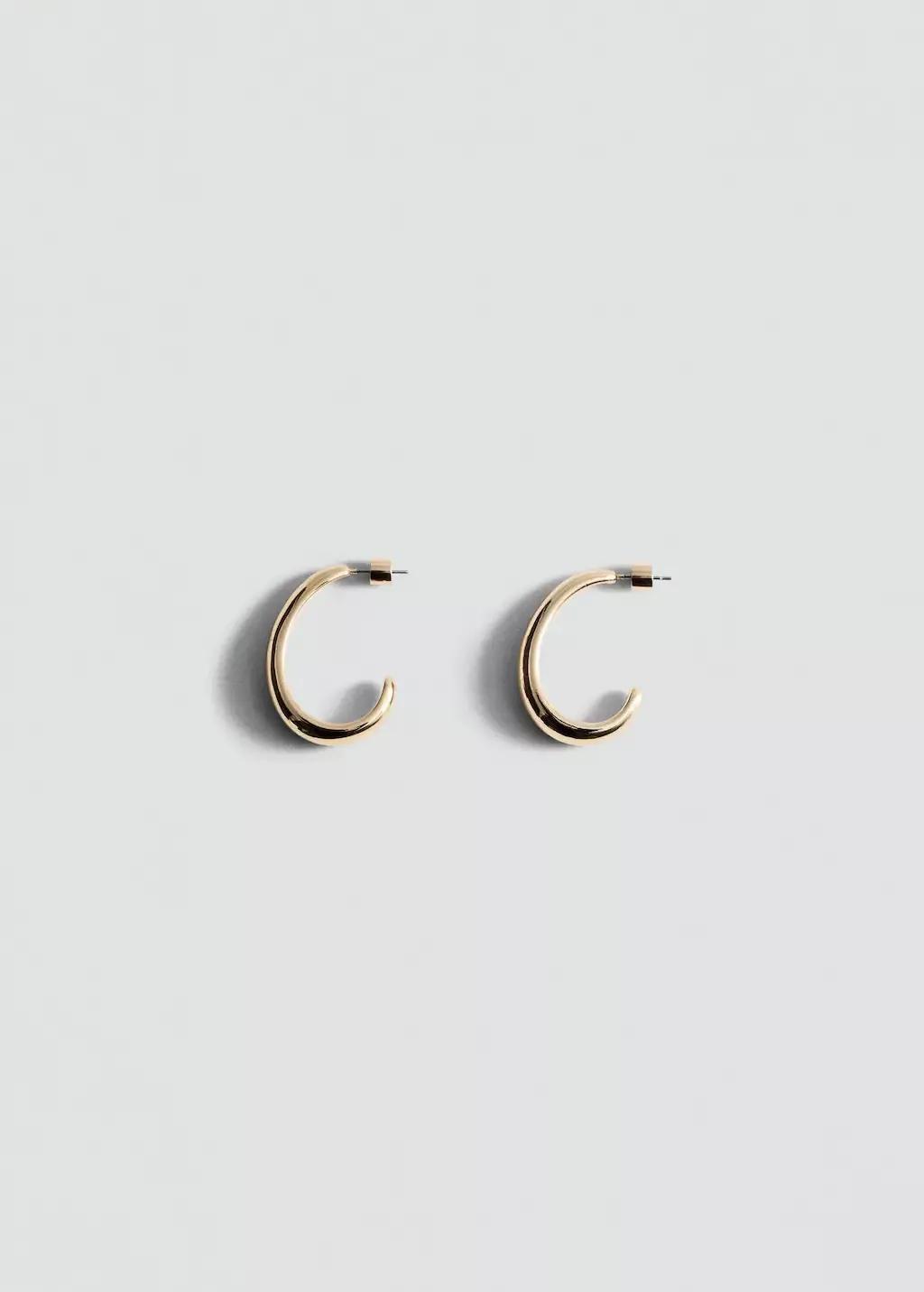 Gold Thin Oval Hoop Earrings, 0201_OR, large image number 2