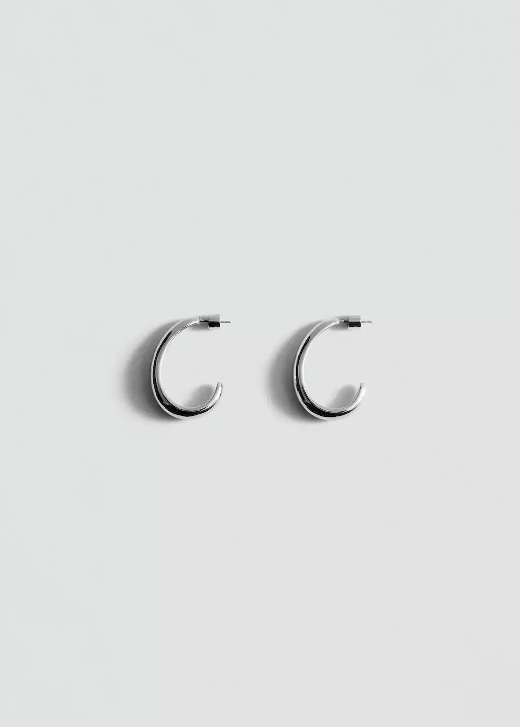 Silver Thin Oval Hoop Earrings, Silver, large image number 2
