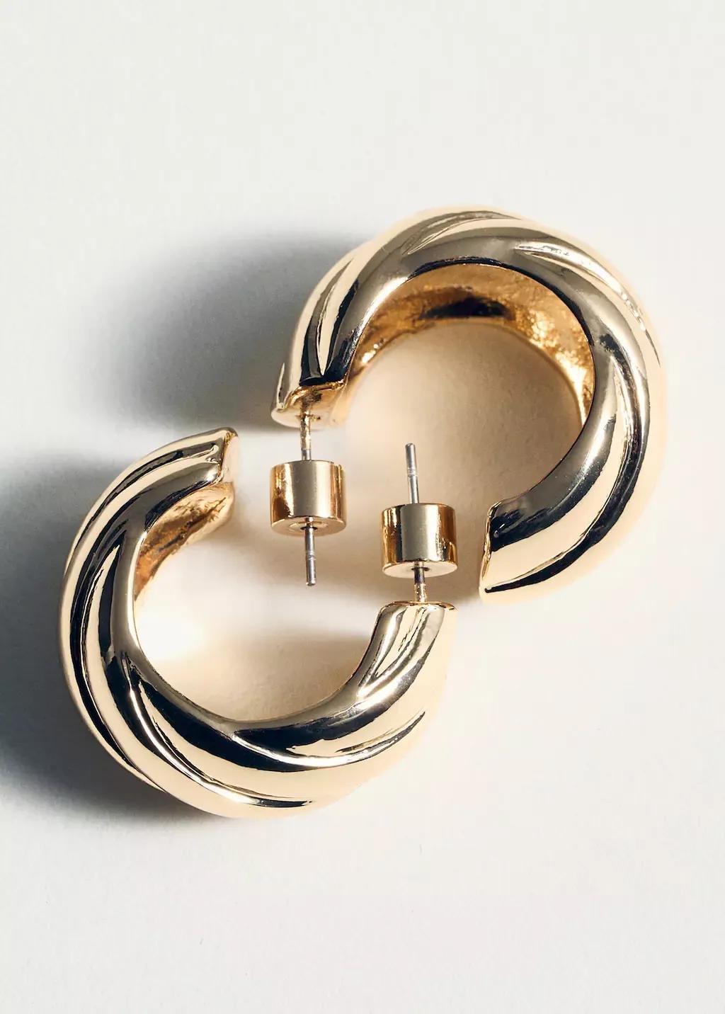 Gold Intertwined Hoop Earrings, Gold, large image number 1