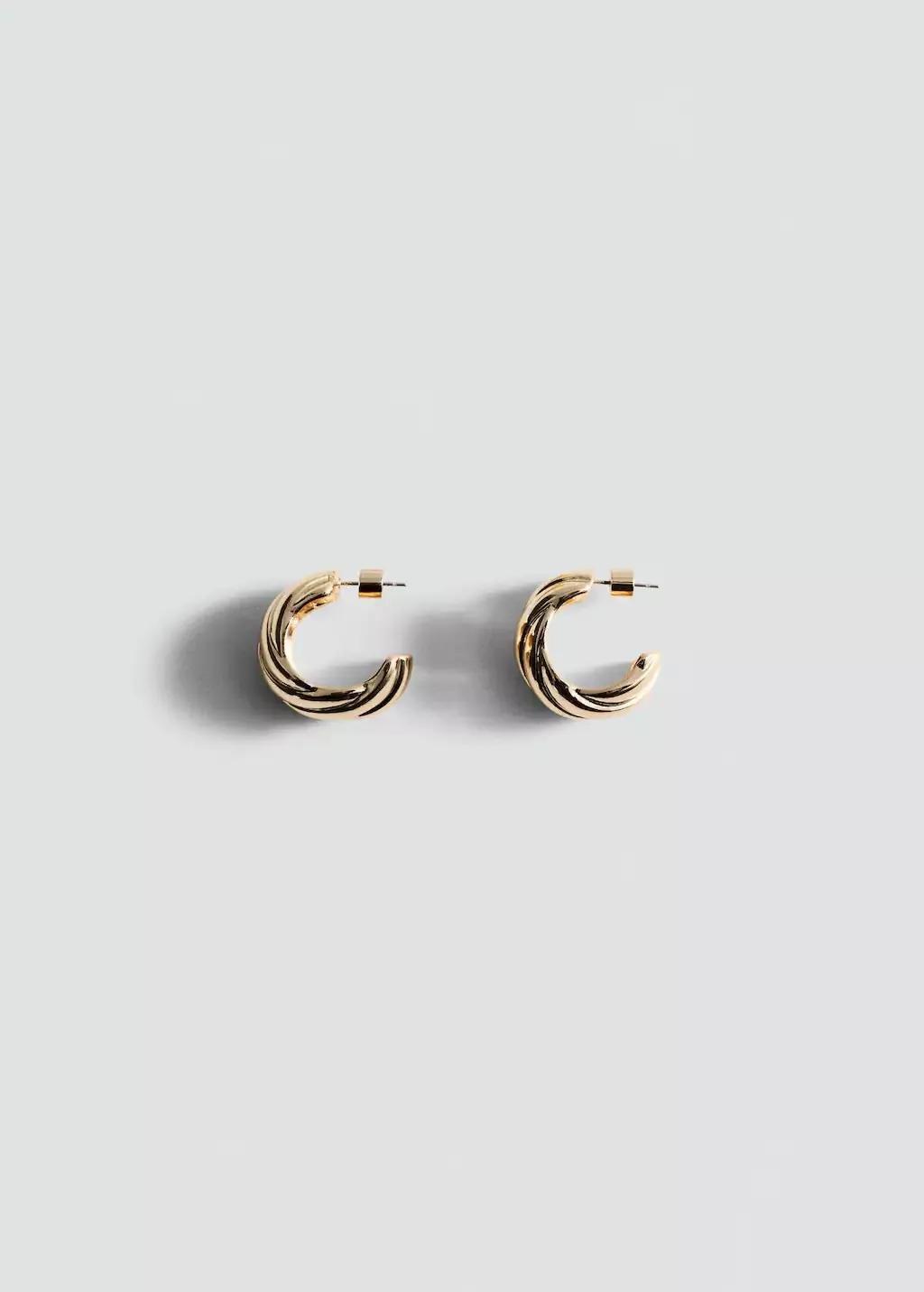 Gold Intertwined Hoop Earrings, Gold, large image number 3