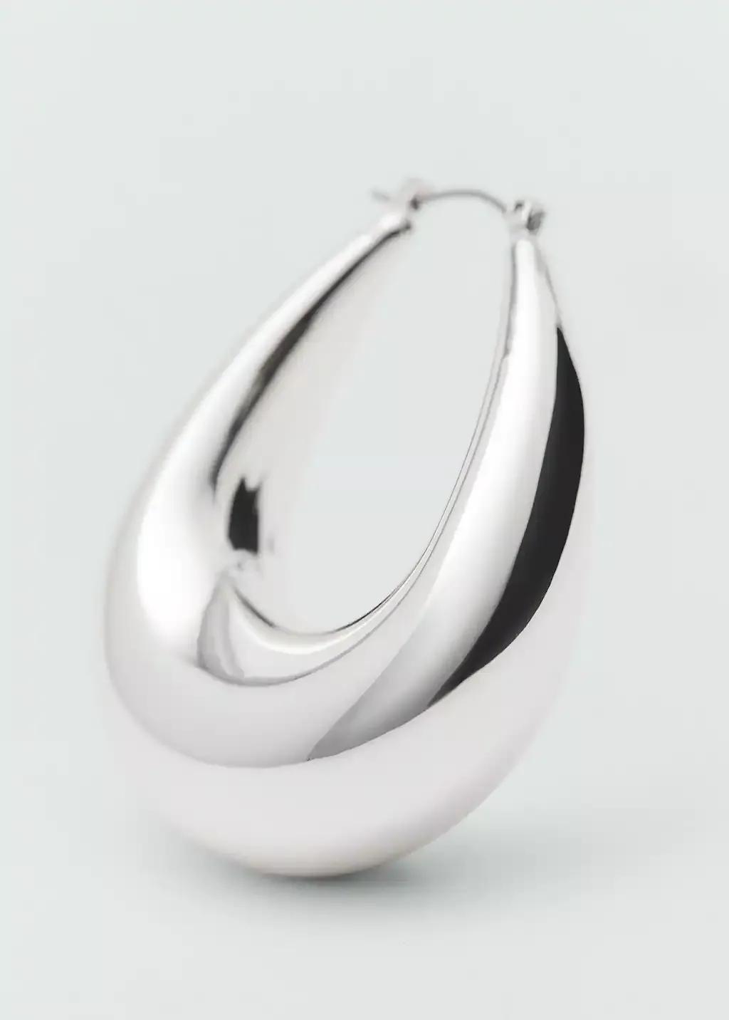 Silver Volume Oval-Hoop Earrings, Silver, large image number 0