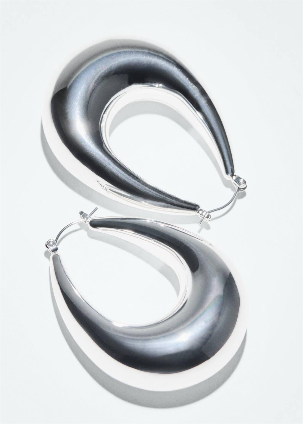 Silver Volume Oval-Hoop Earrings, Silver, large image number 1