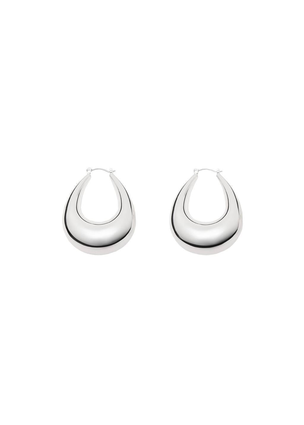 Silver Volume Oval-Hoop Earrings, Silver, large image number 2