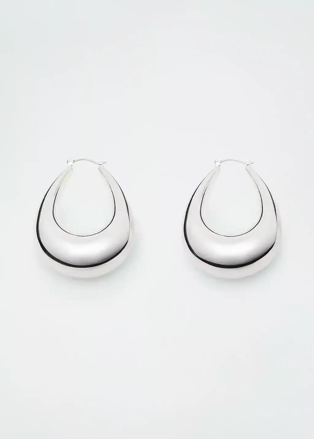 Silver Volume Oval-Hoop Earrings, Silver, large image number 4
