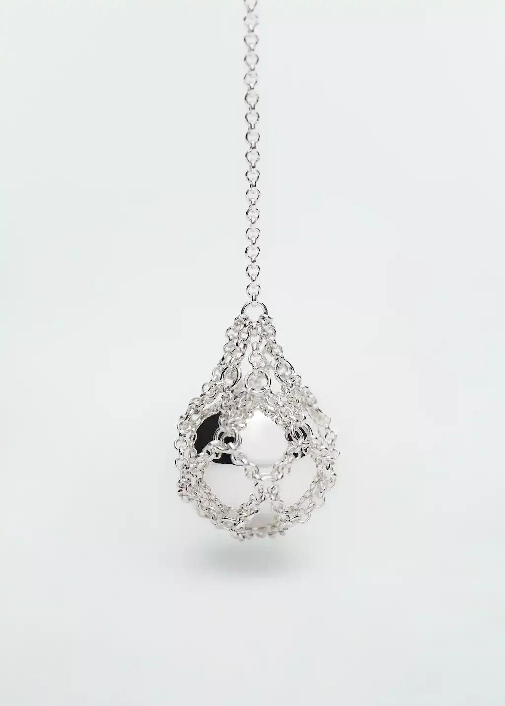 Silver Sphere Drop Earrings, Silver, large image number 1