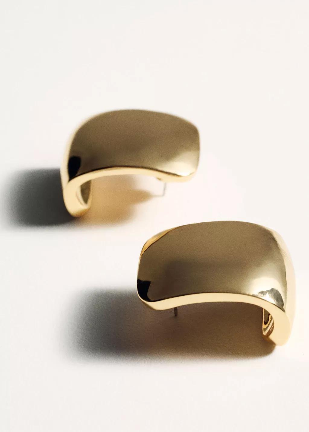 Gold Volume Hoop Earrings, Gold, large image number 1