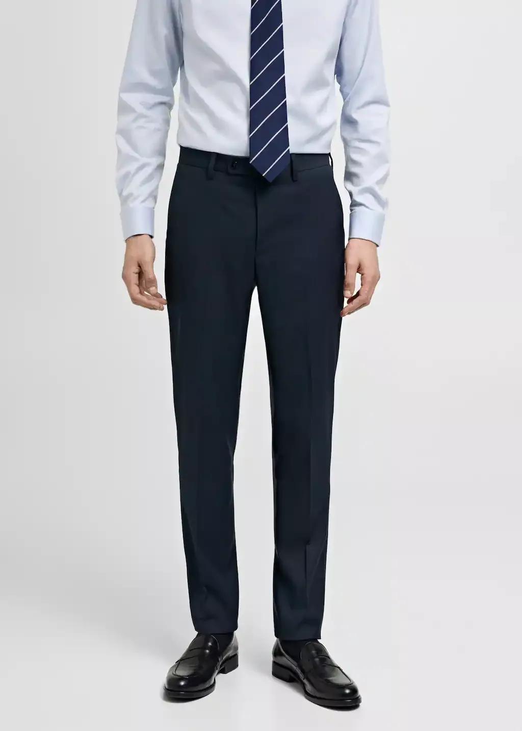 Navy Slim Fit Suit Trousers, , large image number 0