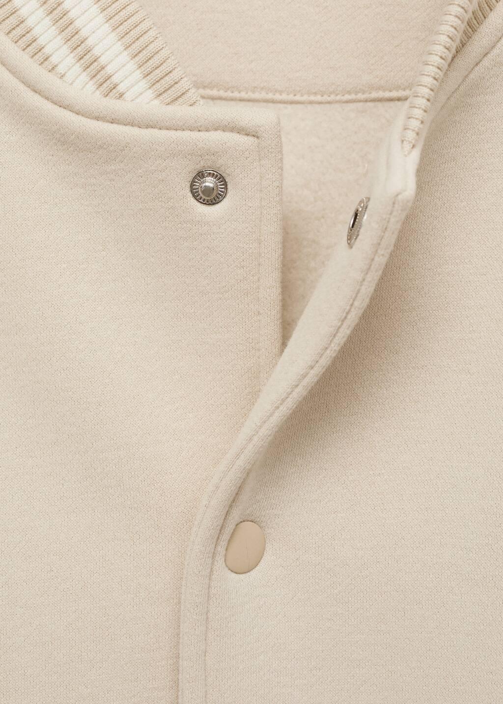 Beige Contrasting Cotton Bomber Jacket, , large image number 5