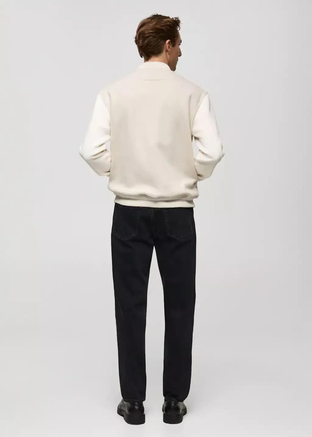 Beige Contrasting Cotton Bomber Jacket, , large image number 6