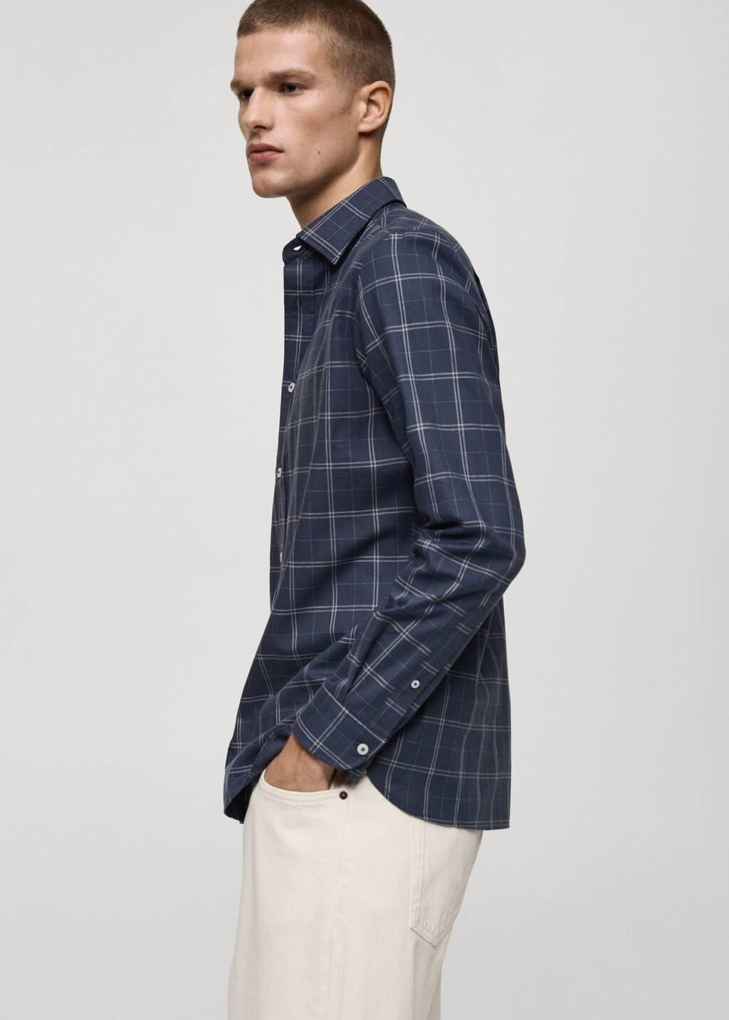 Navy Regular Fit Check Cotton Shirt, , large image number 2