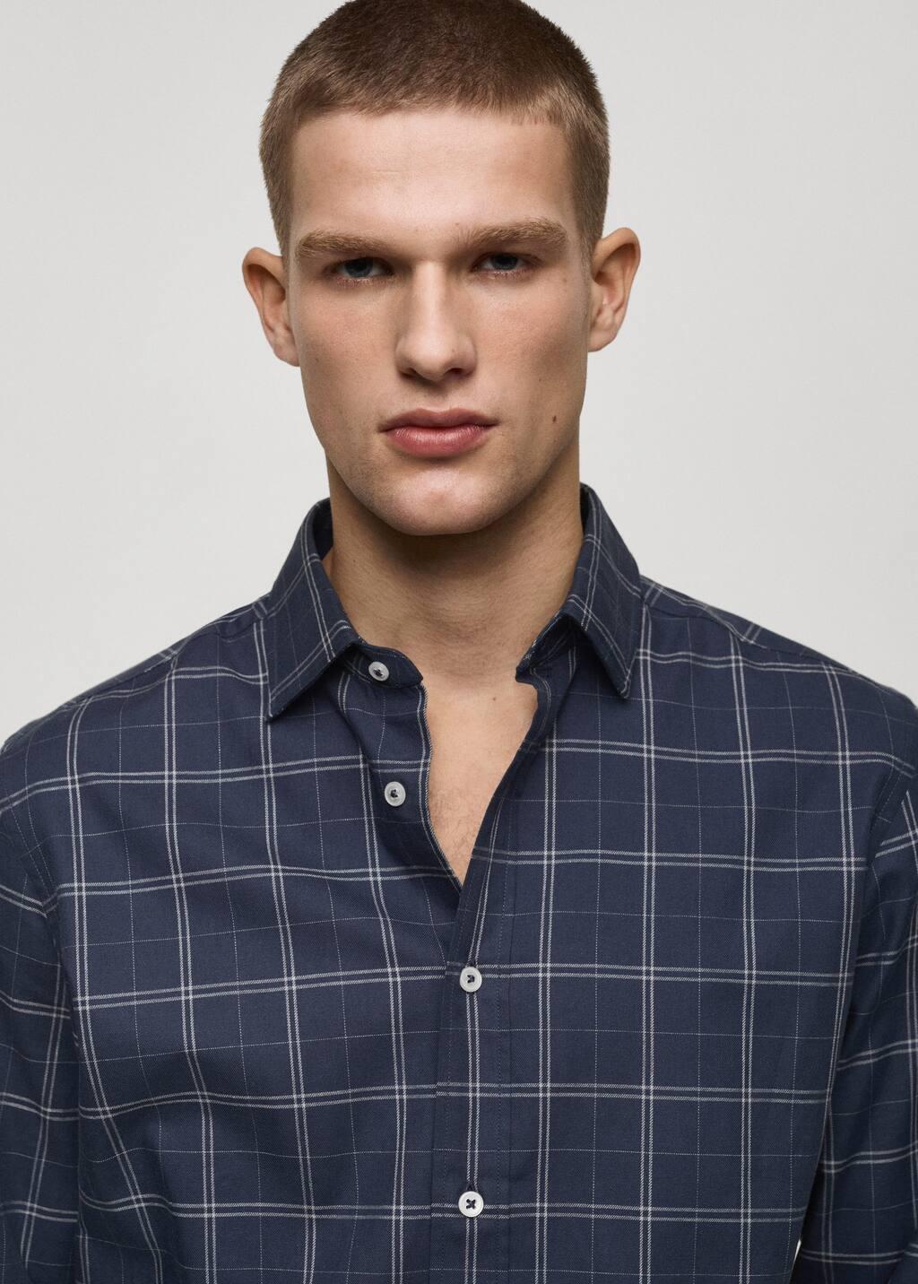 Navy Regular Fit Check Cotton Shirt, , large image number 3