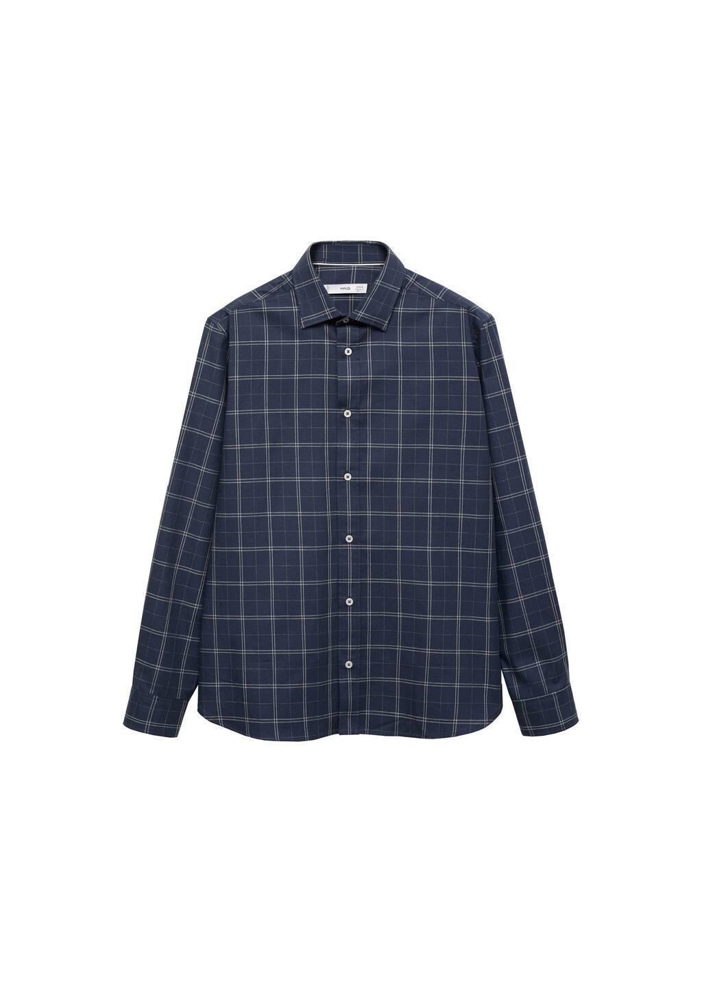 Navy Regular Fit Check Cotton Shirt, , large image number 4