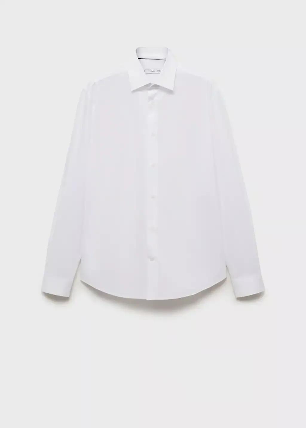 White Regular-Fit Stretch Cotton Shirt, , large image number 4
