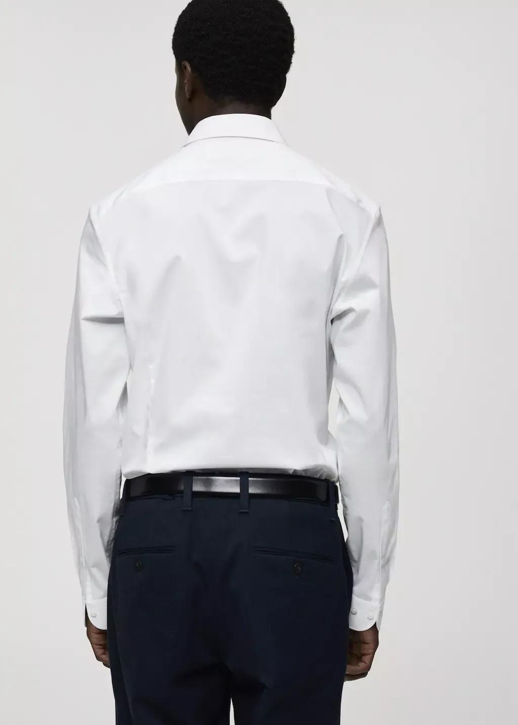 White Regular-Fit Stretch Cotton Shirt, , large image number 6