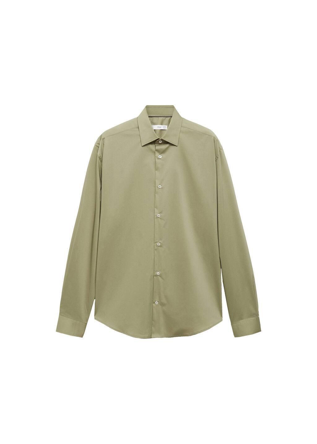 Green Regular-Fit Stretch Cotton Shirt, , large image number 2
